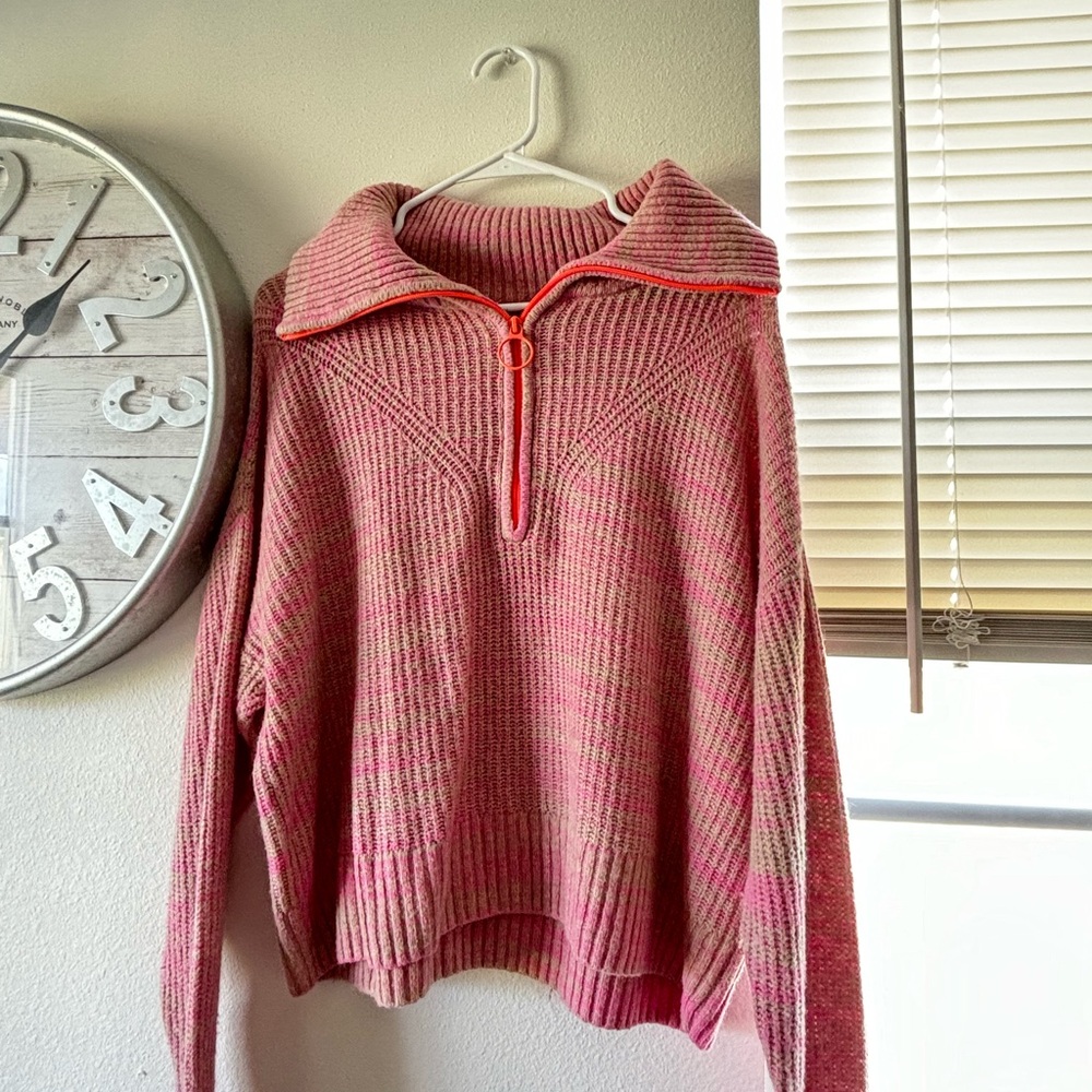 Aerie quarter zip pink/ coral sweater